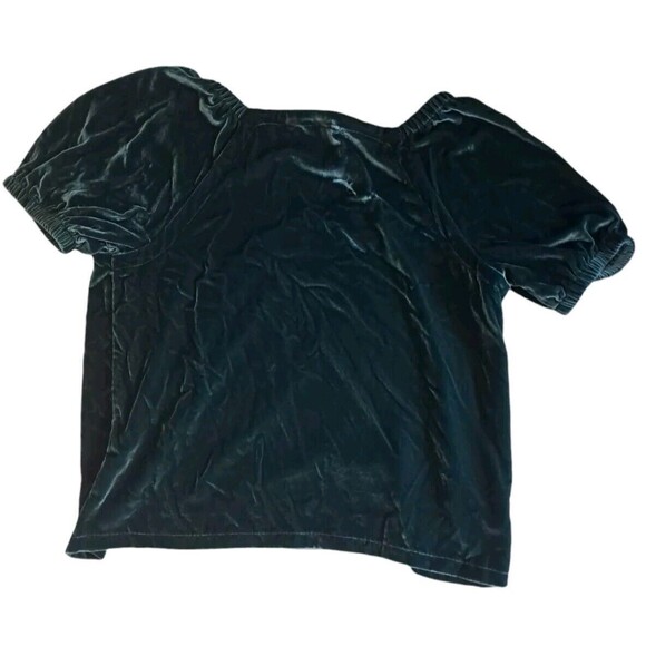 New LOFT Top Women's XL Green Velvet Puff Short Sleeve Holiday Christmas Party - Picture 3 of 8